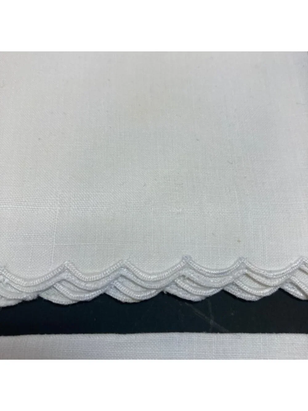 Vintage Linen Napkins White Embroidered Square 6.5 inches Flaws some Yellowing
